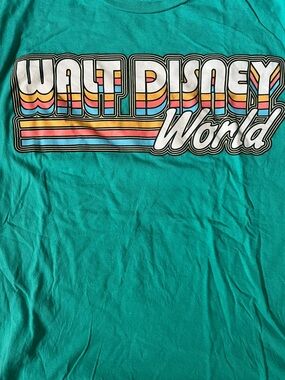 Disney World Teal Retro Stripe Logo T-Shirt